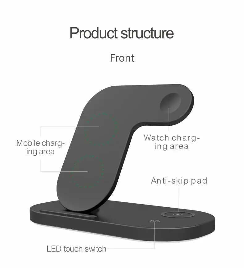 Portable 15w 10w Mobile Phone Wireless Charger Fast Charge 3 in 1 Stand for iPhone iWatch Airpods