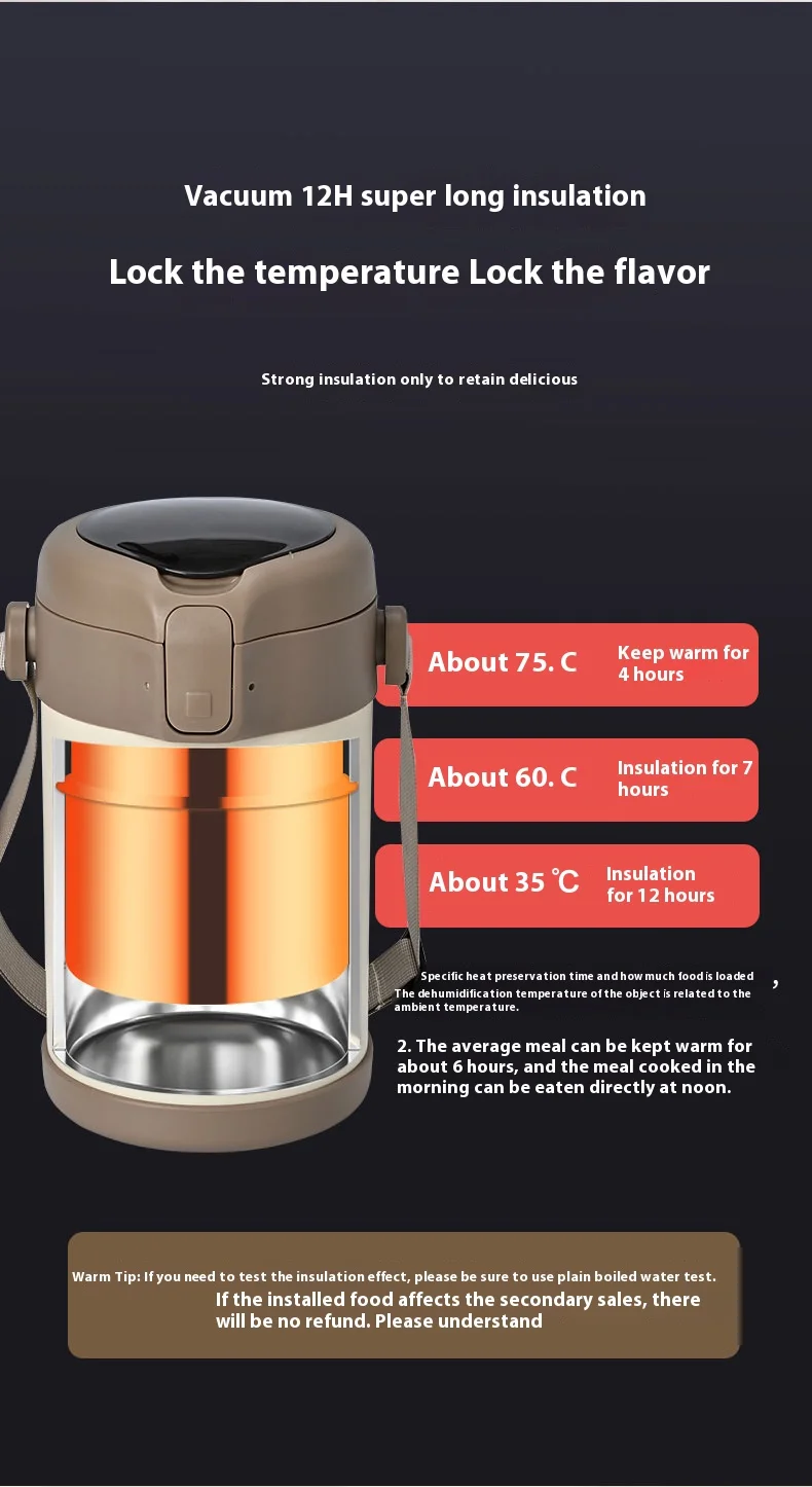 304 Stainless Steel Insulated Lunch Box, Portable Large-Capacity Multi-Layer Lunch Container for Students and Office Workers