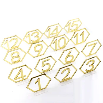 High quality laser cut Gold framed acrylic table numbers with stand wedding centerpieces table decoration