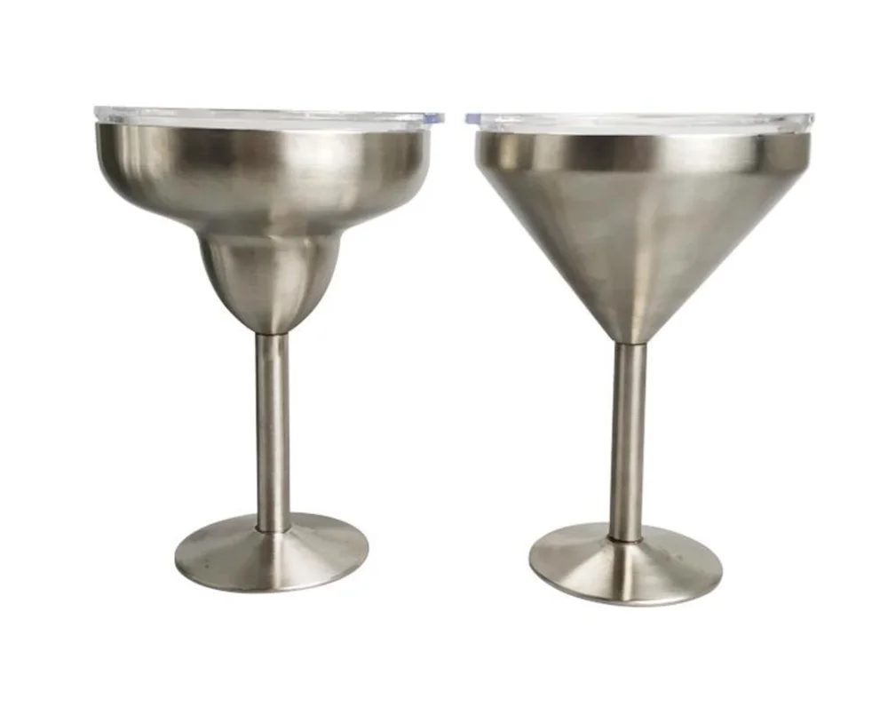 H905 8oz Beer Mug with Lid Martini Double Wall Cocktail Vacuum Tumbler Red Wine Stainless Steel Insulated Margarita Goblet