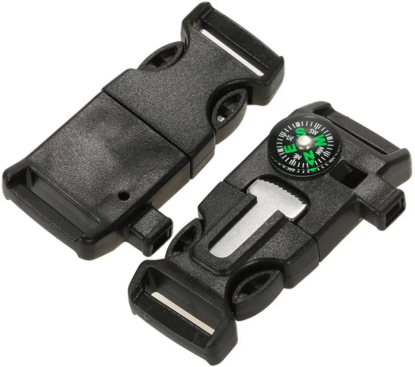 Compass Fire Starter Whistle Buckles Outdoor Survival Paracord Bracelet Buckle*1 