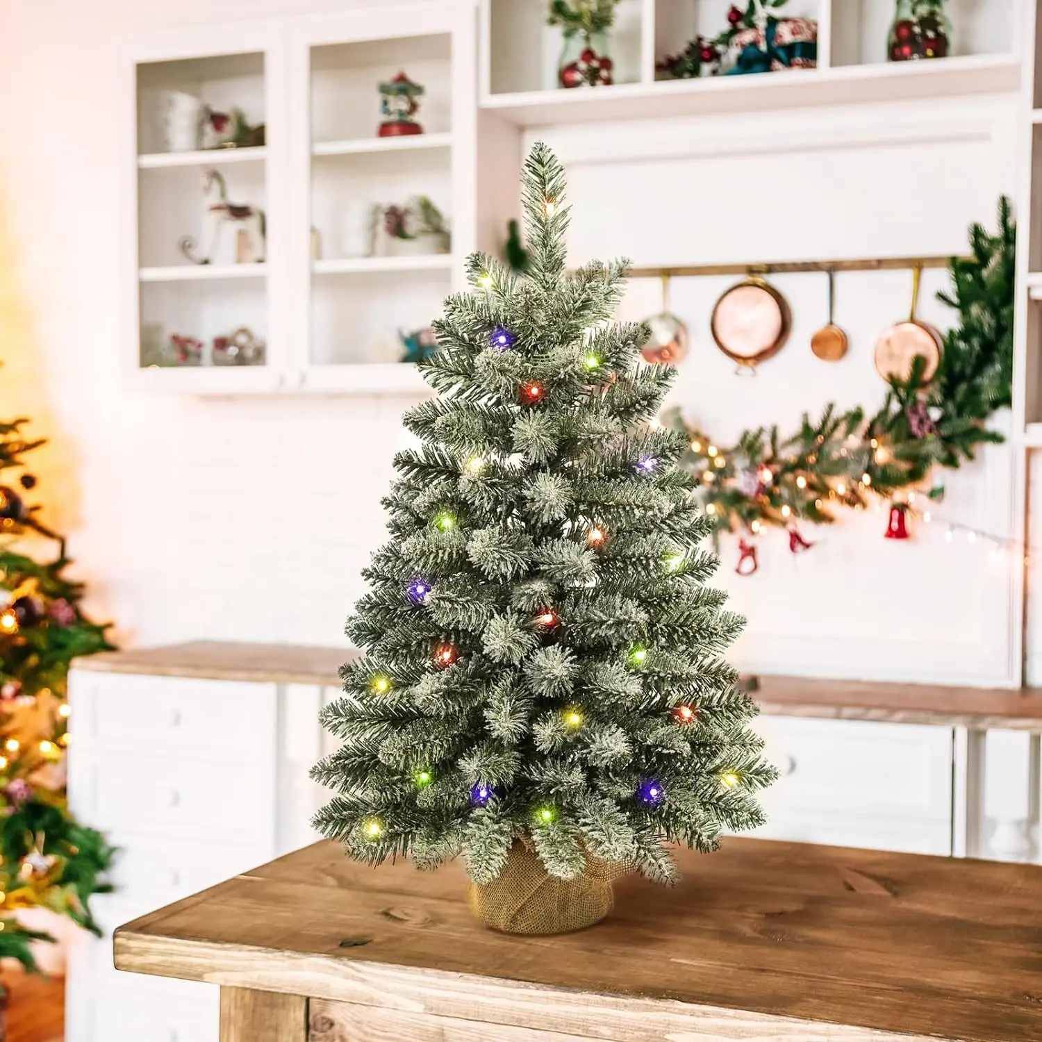 Wholesale 60cm Artificial Customized Artificial Snow Flocked PVC Christmas Tree for Holiday Home Christmas Table Top Decor details