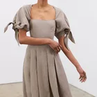 Cotton Turkey Women Office Back Cut Cotton Casual Midi Dress