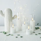 White Candle Best Seller Set Of 5 Home Decoration Pillar White Glass Led Candle