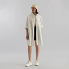 Customize Fashion Trendy Oversized Button Down White Camisas Cotton Long Sleeve Cuff Midi Shirt Dress Blouse For Women