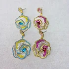 Stud Earrings New Luxury Shiny Colorful Flower Zircon Crystal Stud Earrings For Women