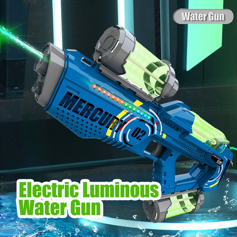 Battery-powered Water Gun Automatic Led Water Blaster Gun Electric Water Cannon Pool Shooting Toys with Light Column