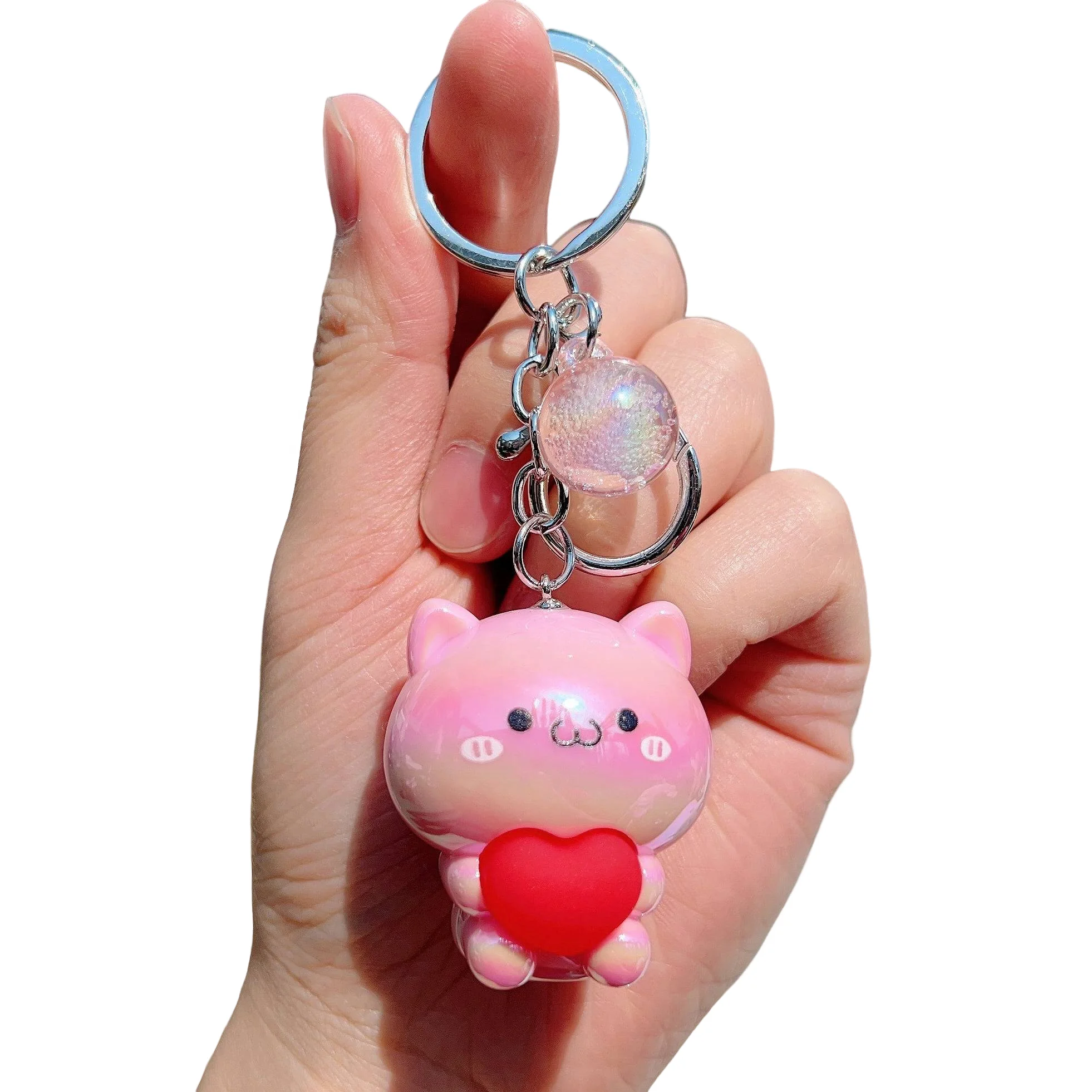 Wholesale creative Cute Kawaii Love kitten doll key chain delicate Car pendant bag key ring small gift plastic key chains