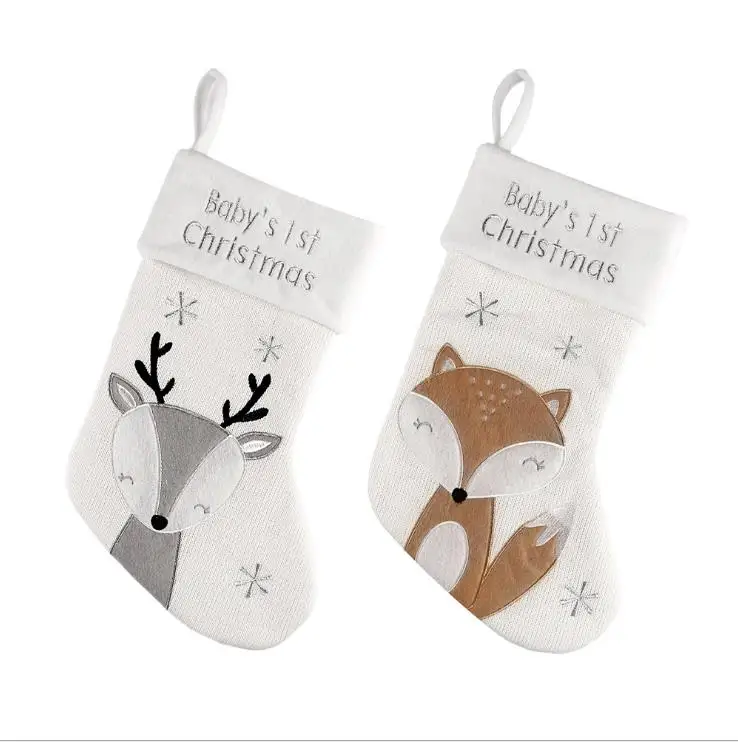 wholesale popular monogrammed christmas striped burlap stocking