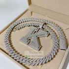 Pendant Hip Hop Iced Out 13MM Cuban Chain VVS Moissanite Custom 3D Initial Pendant
