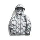 Coat Custom Logo Winter Warm Men's Down Coat Hooded Windproof Print Glossy Puffer Jacket Men Padded Jacket