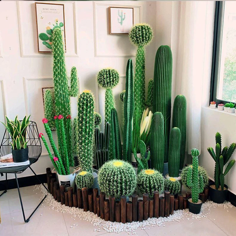 Artificial Fake Tropical Flower Green Cactus Succulents Plants Garden Decor Hot 