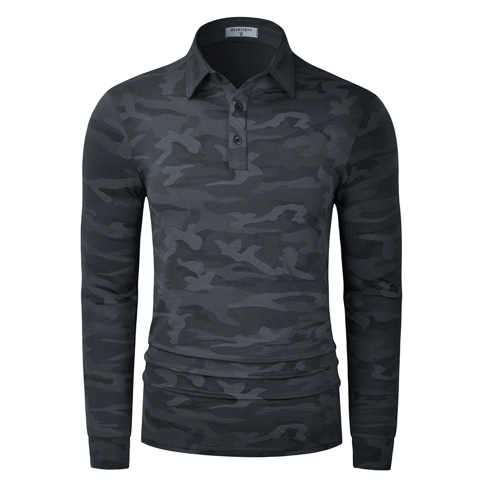 Men's Camouflage Golf Shirts OEM Custom Long Sleeve Quick Dry Camo Golf Polo T Shirt