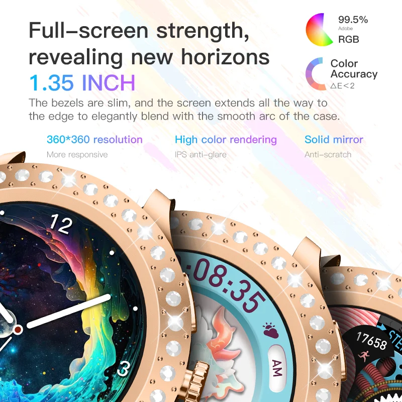 New HW26 MINI 1.35 Inch Lady Rose Gold Smart Watch Chatgpt Voice Assistant Heart Rate Detection NFC Sleep Detection