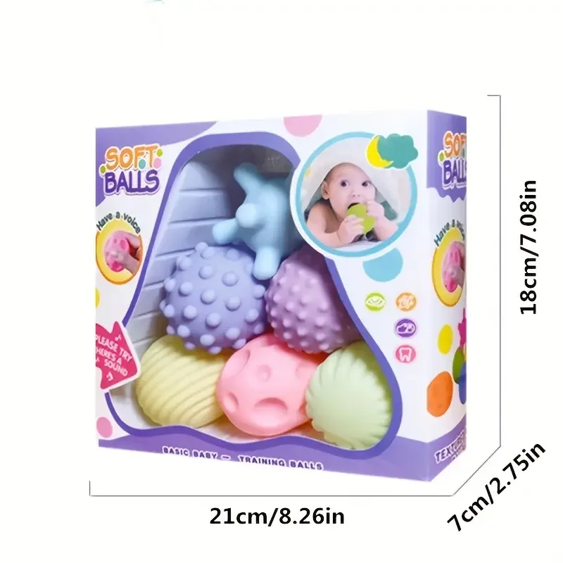 6pcs Youngsters Sensory Balls, Textured Hand Touch Massage Toys, PVC Material, Non-Battery Operated, Assorted Colors