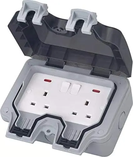 Home Workshop Waterproof Outdoor Main Power Socket IP66 13A Switched 1/2 Gang 