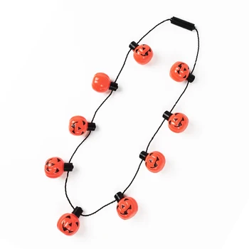 Glow In The Dark Necklaces Wholesale Led Blink Halloween Light Up Jumbo Pumpkins Necklace