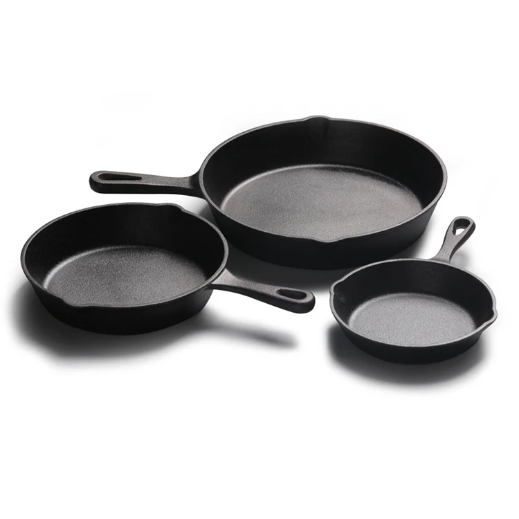 Factory Direct Sales Support Marking And Custom One Piece Cast Iron Flat Frying Pig Iron Pan  All-In-One Small Frying Pan