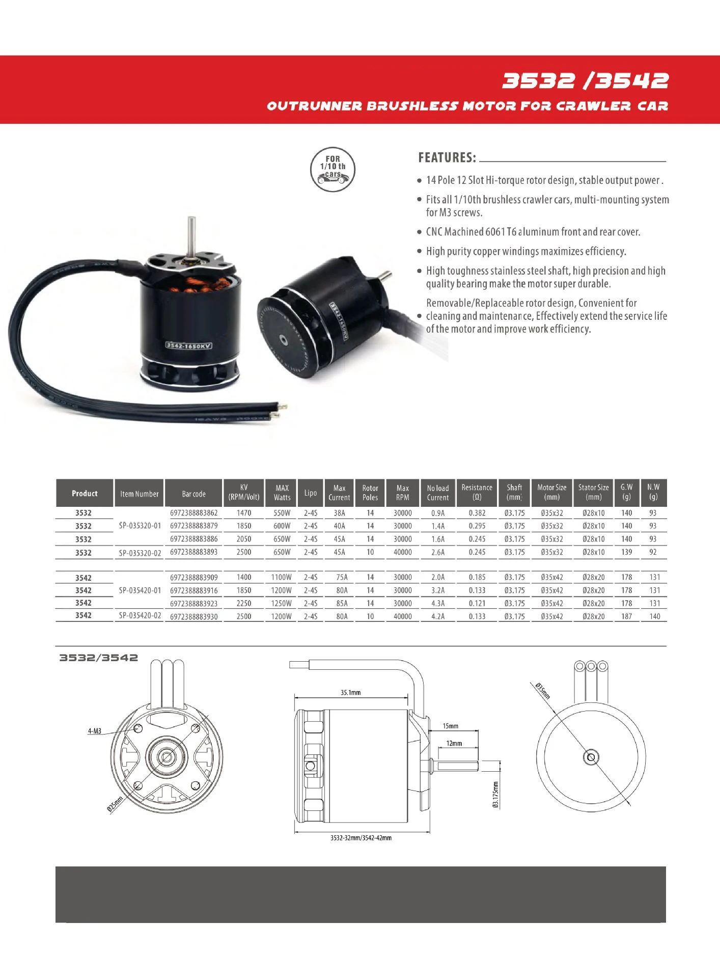 External Rotor Motors, Brushless, FPV - detail 6