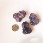 Stone 1.5" Natural Amethyst Frog Crystals And Healing Stone Figurines Hand Carved Pocket Animal