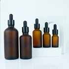 Cosmetic 10ml 20ml 30ml 50ml Frosted Amber Cosmetic Essential Oil Glass Dropper Bottle