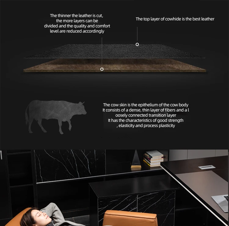 HRZ- Big and Tall Executive Office Chair with Wood Accents Adjustable High Back Ergonomic Lumbar Support, Bonded Leather