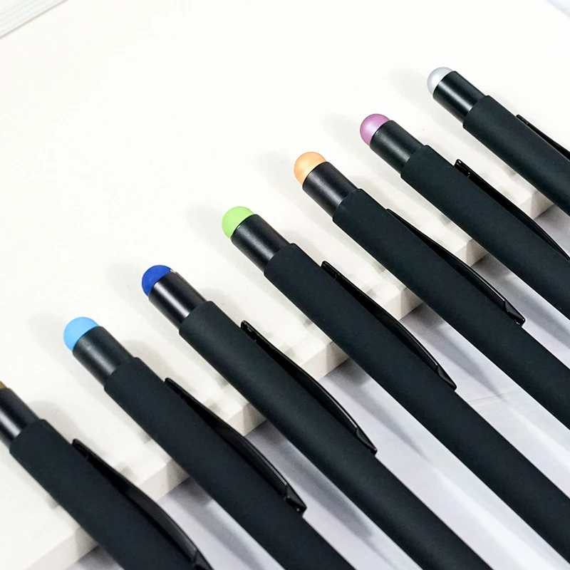 Low Price Wholesale Office&Stationery Supplies Plastic Black Soft Touch Screen Pen 2 In 1 Ballpoint Pens With Logo