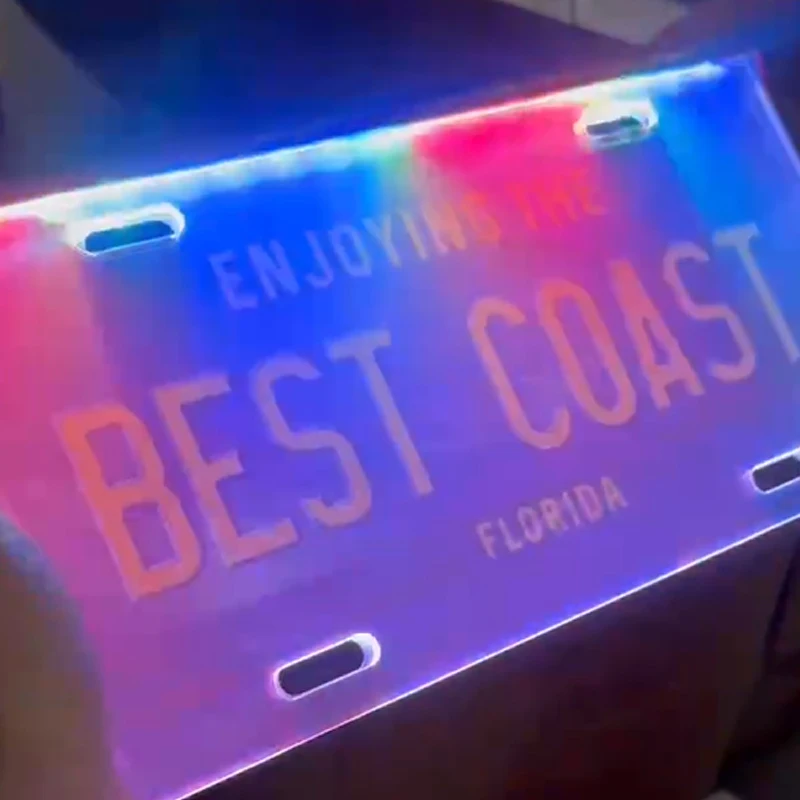 Remote Control Colorful License Plate Frame US Size Dazzling Colorful License Plate Frame Nano License Plate manufacture