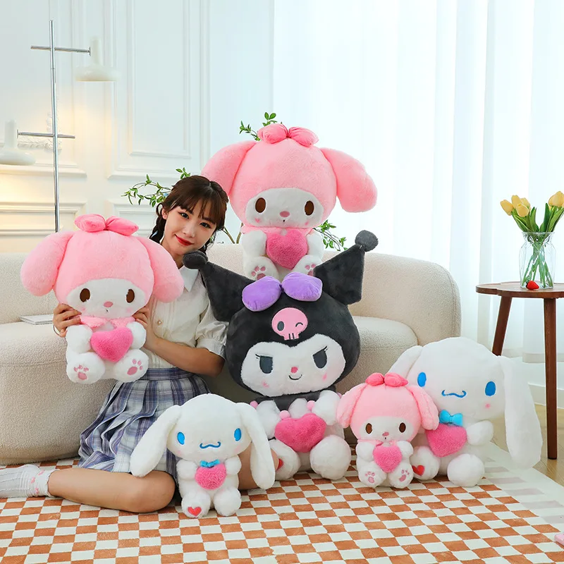 Sanrio Stuffed Plush Toys Hugging Heart Kawaii Soft Pillow Plush Toy