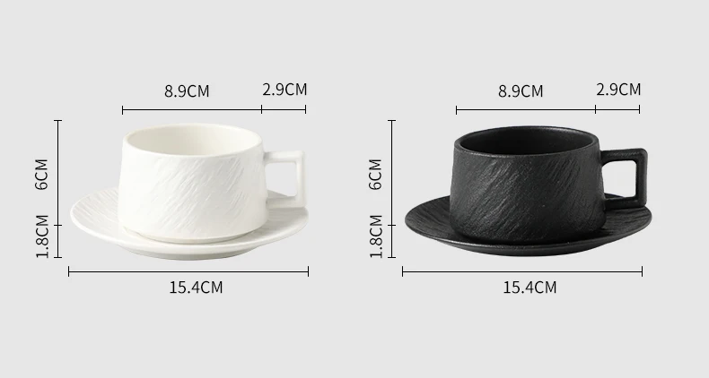 High-End Exquisite American-Style Rock Sand Textured Matte Porcelain Ceramic Coffee Mug Tea Cups And Saucers