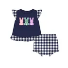 Ruffles Girls Puresun Casual Boutique Sleeveless Ruffles Short Pant Gingham Easter Day Baby Girls Clothing Set