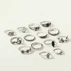 Silver Ring Rings Fashion Silver Snake Design Ring Vintage Antique Silver Sunflower Crown Stone Rings Set