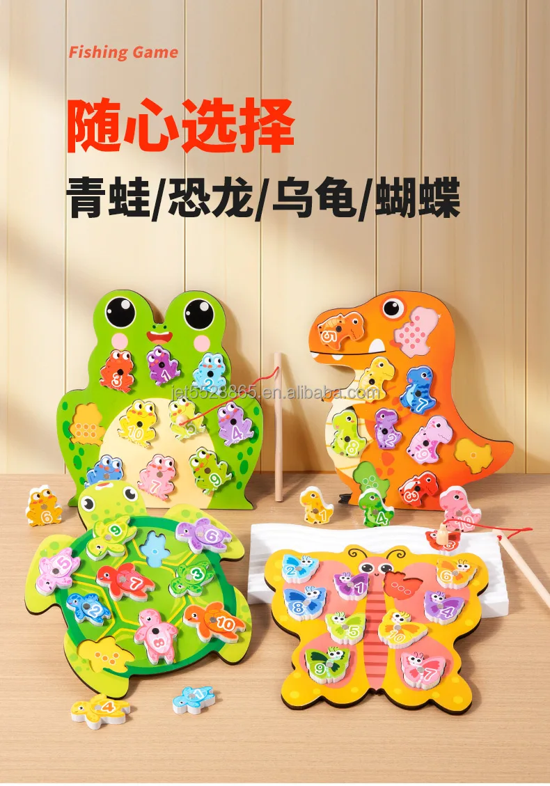 Wooden Fishing Games Baby Diy Figures Color Cognition Toys For Kids Boys Girls 16 Wooden Fishing Games Baby Diy Figures Color Cognition Toys For Kids Boys Girls