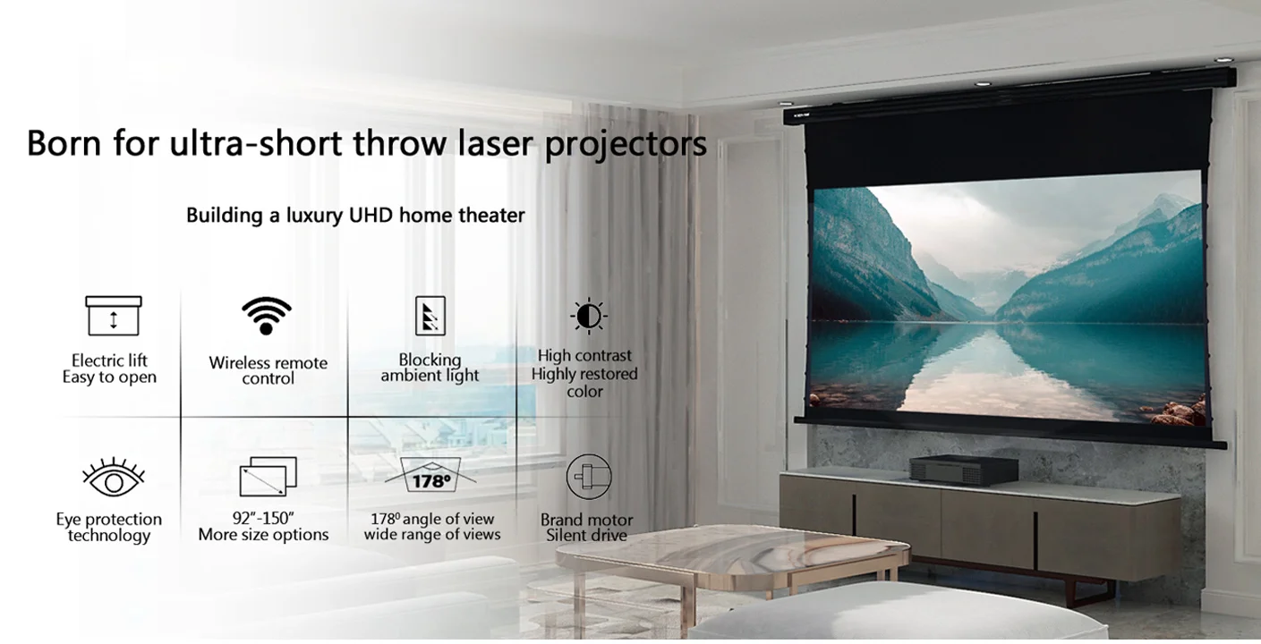 Screen Pro 100 Inch Tab Tensioned Projection Screen Ust Alr Ambient