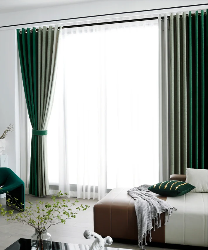 Amazon light luxury customized jacquard curtain fabric for hotel blackout curtain fabric