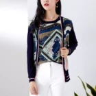 White Coats Spring Fashion 100% Silk And Polyester Black And White Casual Ladies Coats