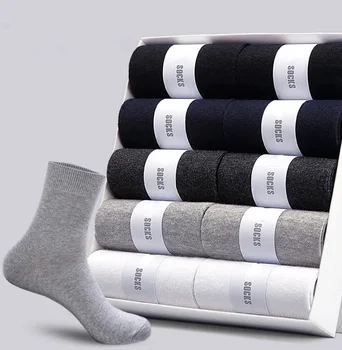 Unisex Custom Logo Socks Cotton Fashion 5 Pairs Business Men Boxed Socks & Hosiery