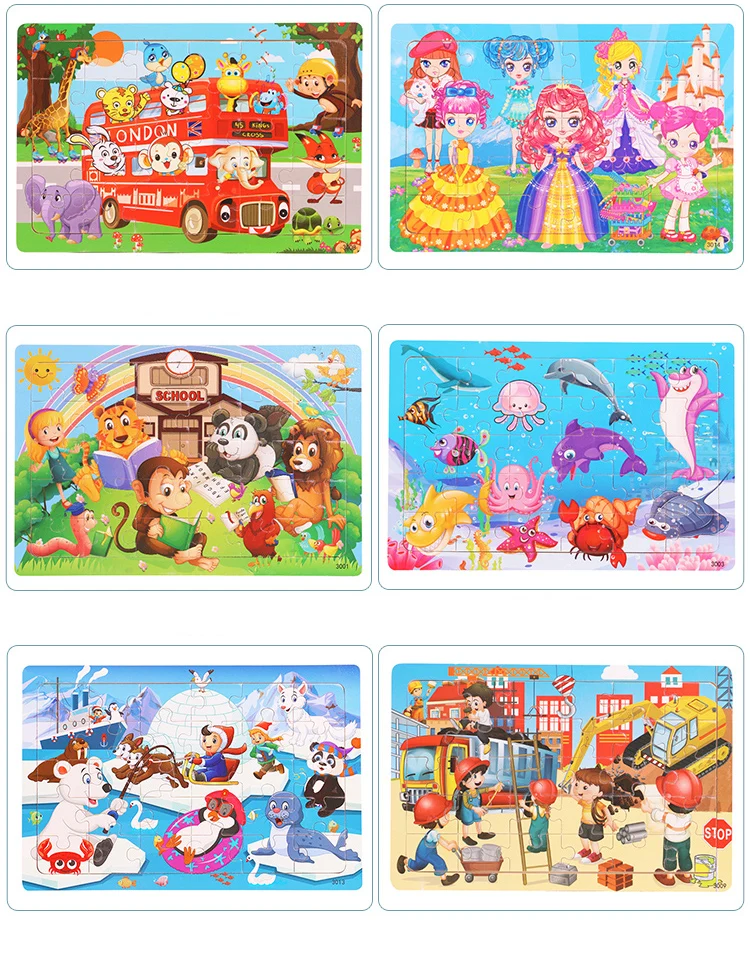 Puzzle en bois avec animaux, 30 pièces, pour initiation éducative précoce, jouets pour bébés et filles, cadeaux pour garçons et filles