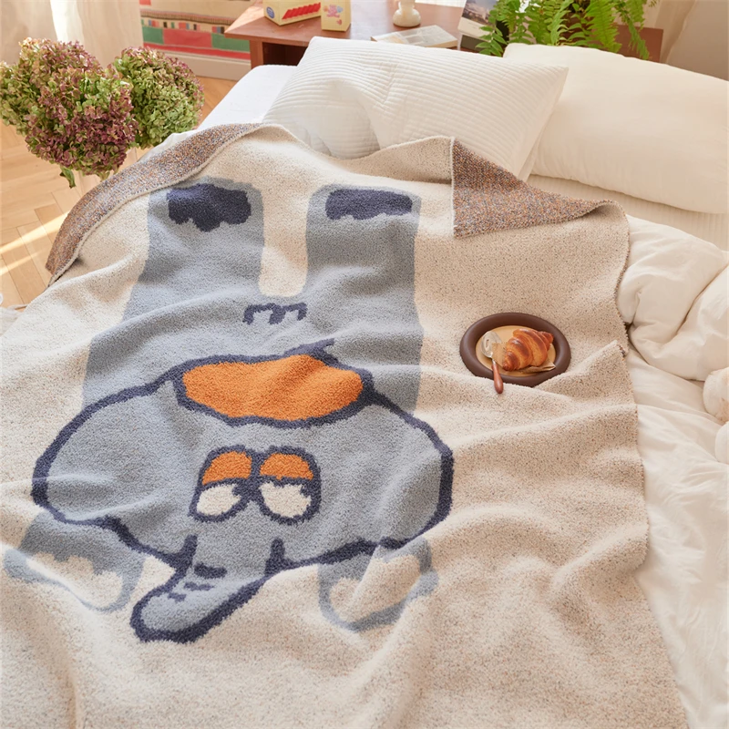 product ayd oeko tex high quality cute elephant soft and warm jacquard knitted blanket that children love-58