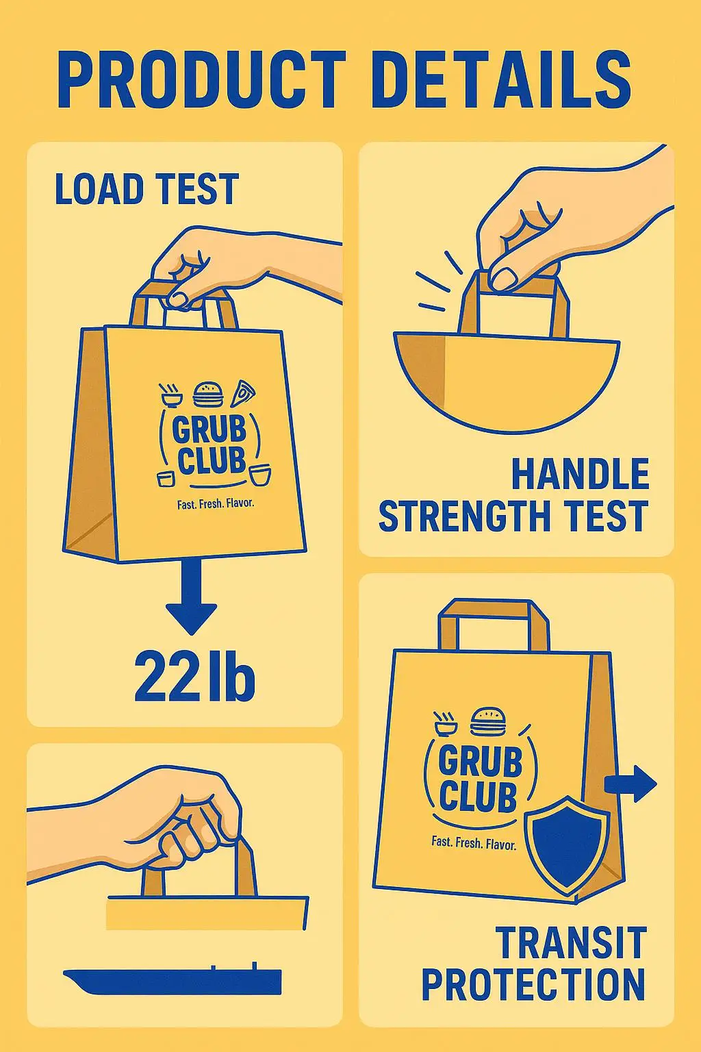 Customized Folding Kraft Paper Bag with Flat Handle for a Reusable Grocery Shopping Solution - detail 8