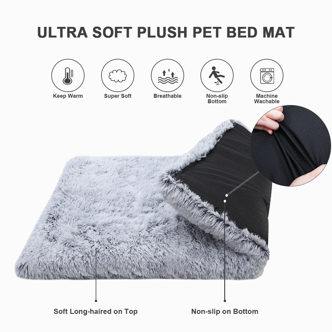 product luxury plush faux fur pet cushion bed soft solid pattern design for dogs and cats-51