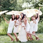 Wholesale Bridal Wedding Paper Parasol White Fabric Mini Parasols For Wedding Guest Parasols
