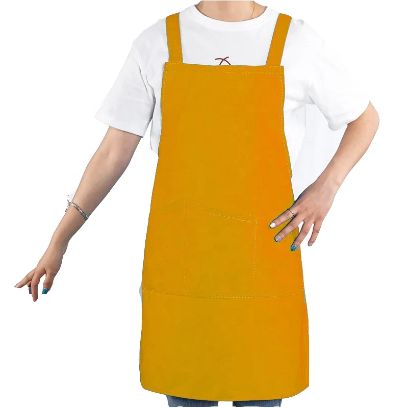 Adjustable solid color sleeveless unisex cotton cooking anti fouling apron high-quality kitchen apron with pockets