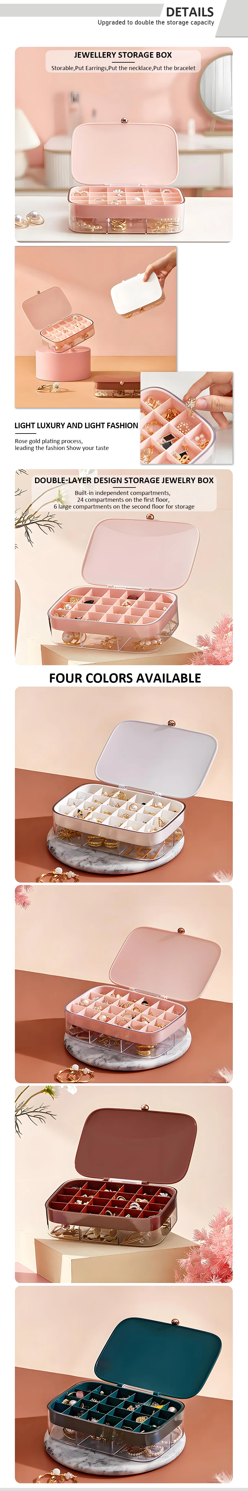 product 2024 double layer transparent desktop ring necklace abs 30 boxes of pearl jewelry storage-6