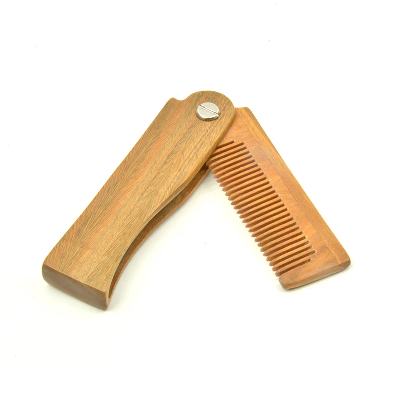 Eco Friendly Portable Pocket Wooden Sandal Wood Anti Static Mustache Hair Styling Tool Hair Care folding Sandalwood Beard Comb