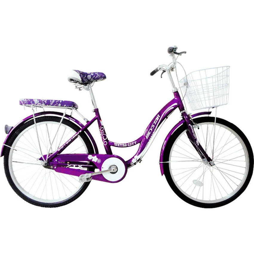 28" Ladies City Bike Milord Dutch Style Bicycle With Basket Women Vintage Purple 