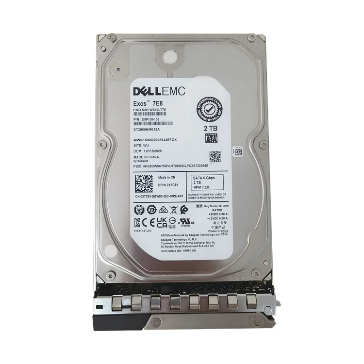 Dell 2TB SAS HDD Enterprise Disk 7.2ms Seek 256MB Cache Supports Hot-swappable PowerEdge RAID