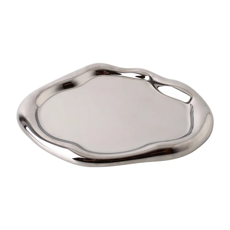 Silver Bear Tray Decor Figurine Gold Metal Plate Shiny Modern Minimalist Home Desk Entryway Small Item Organizer