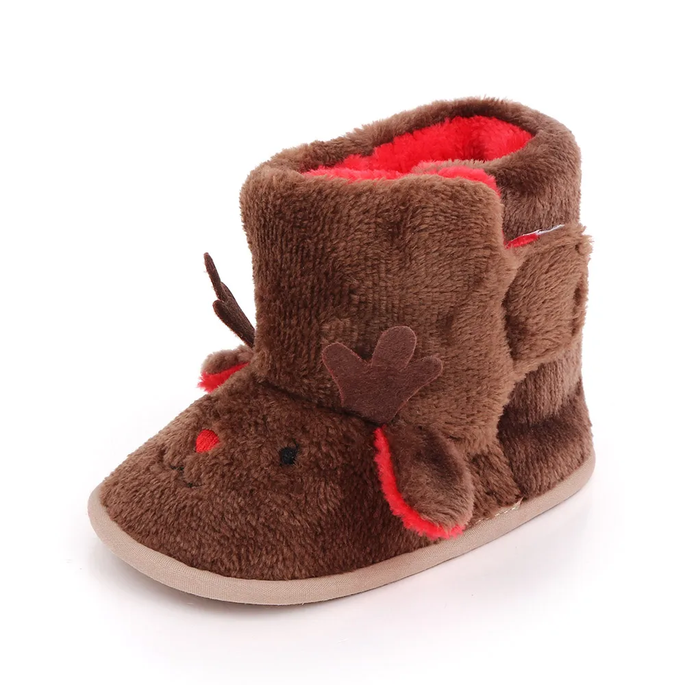 Winter Fluffy High Tube Warm Cotton Boots Baby Christmas Cute Cartoon Moose Toddler Shoes supplier