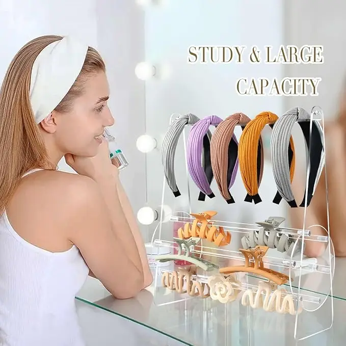 Acrylic360Degree Rotating Head with Bracket，For Claw Clip Hair Accessories Container，for Girls